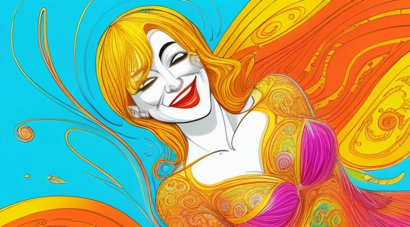 Иллюстрация, показывающая, как смех это серьезно влияет на здоровье, объединяя людей и улучшая настроение.