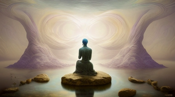 Сны устами великих мыслителей и ученых, изображенные в сюрреалистическом пейзаже.