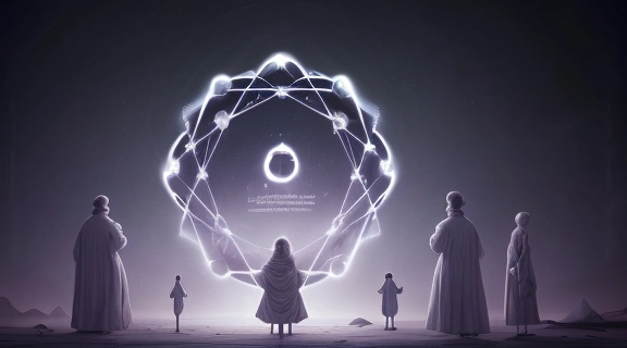 Изображение демонстрирует сны великих ученых и творцов, проявляющиеся в виде символических образов, меняющих мир.