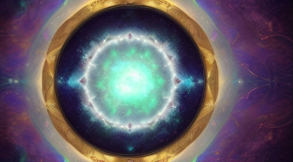 Символическое изображение, демонстрирующее Соединение планеты красоты страж юга, с сияющей планетой в центре и абстрактными элементами защиты вокруг, на фоне космического пейзажа.