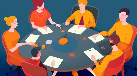 Динамичная команда, где проявлена совместимость овнов с коллегами, совместно работает над проектом в современном офисе, иллюстрируя успешное взаимодействие разных характеров.