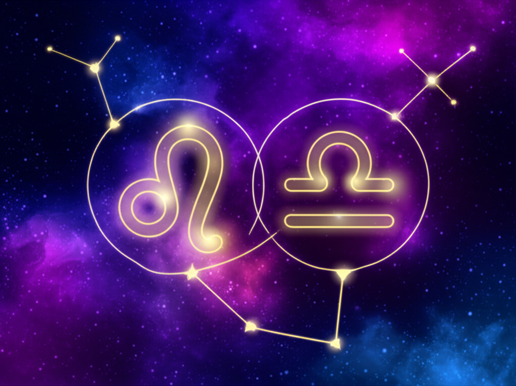 Абстрактное изображение двух созвездий, иллюстрирующее совместимость знаков Зодиака.