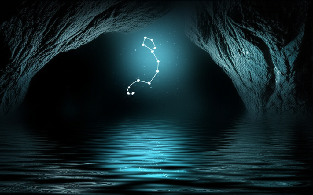 Темный и глубокий водоем, отражающий звезды — стихия скорпиона по гороскопу во всей своей мощи.