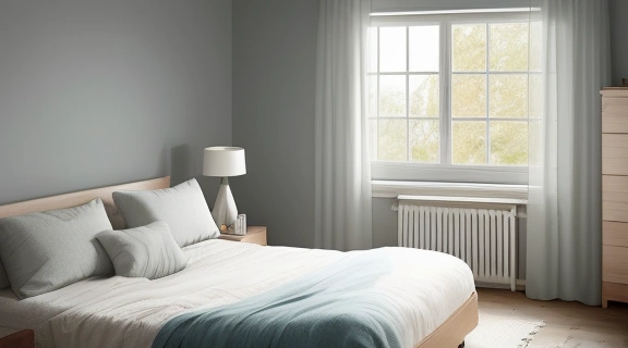 Уютная спальня с мягким освещением, символизирующая эффективные Техники управления сном и глубокий отдых.