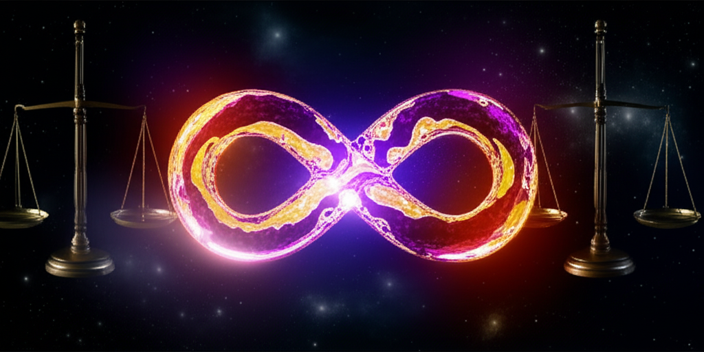 Символ бесконечности, олицетворяющий баланс и карму, который представляет цифра 8 в нумерологии