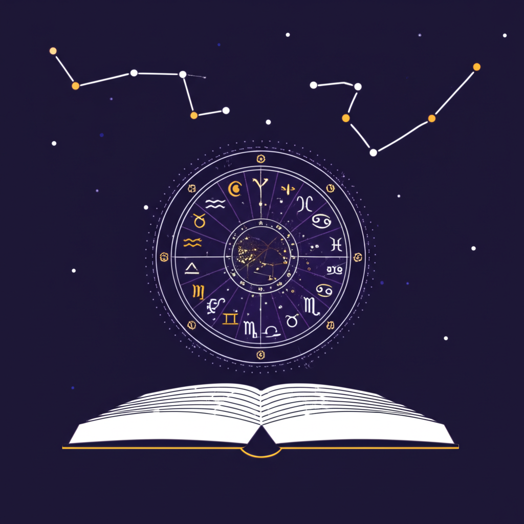 Уроки астрологии: стилизованное изображение зодиакального круга и планет для изучения.