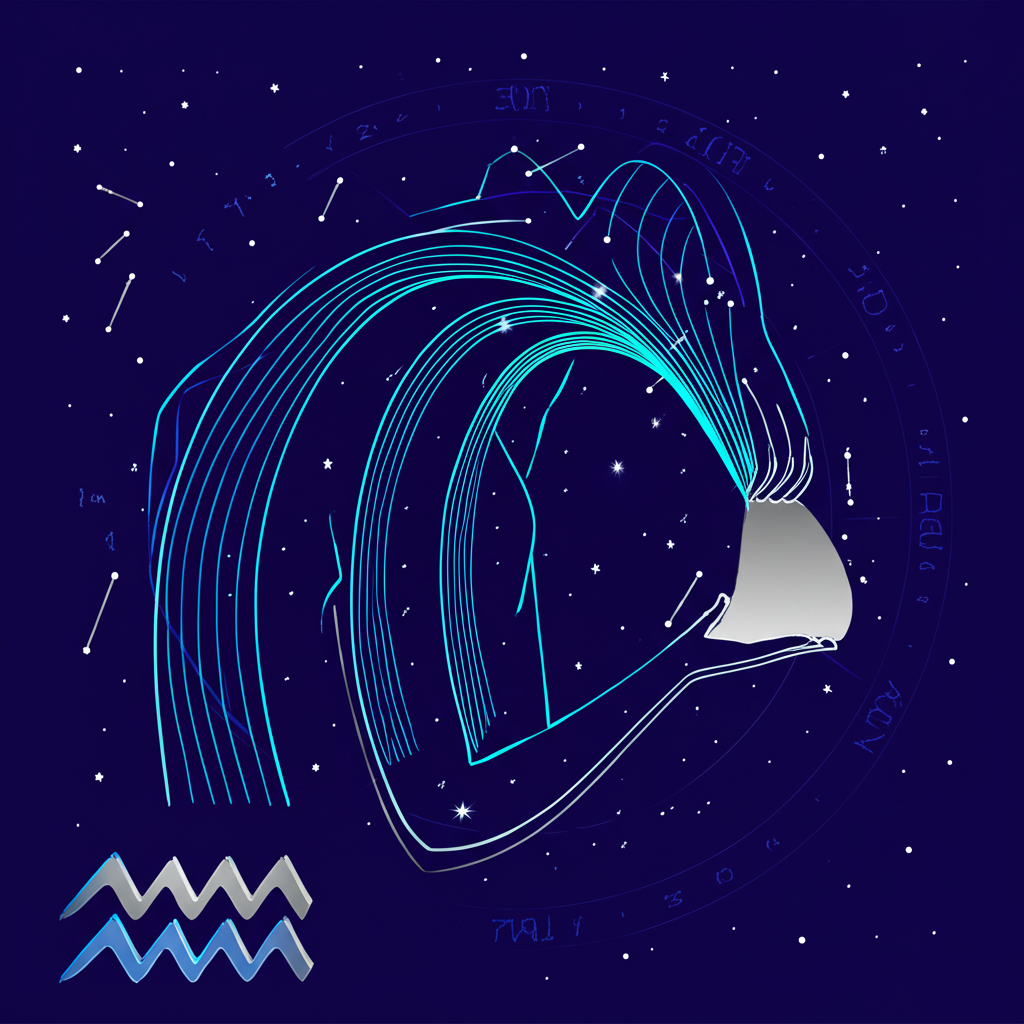 Астрологическая иллюстрация, которая показывает водолей даты с какого числа, с символом знака на фоне звездного календаря.