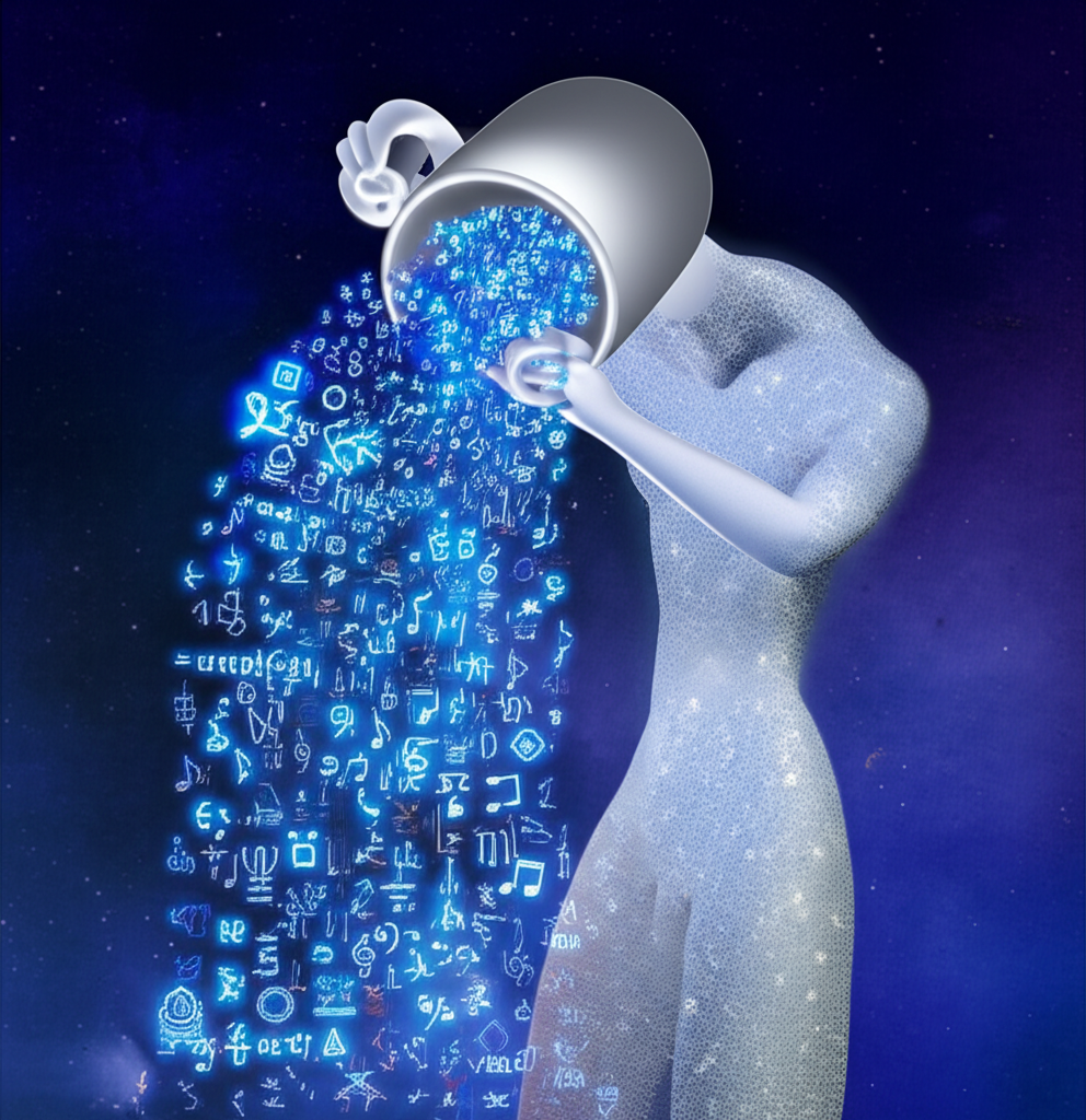 Иллюстрация, символизирующая водолей это и его связь с космосом и знаниями.