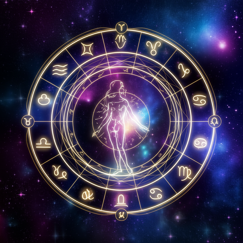 Астрологический круг и женские знаки зодиака в космическом пространстве
