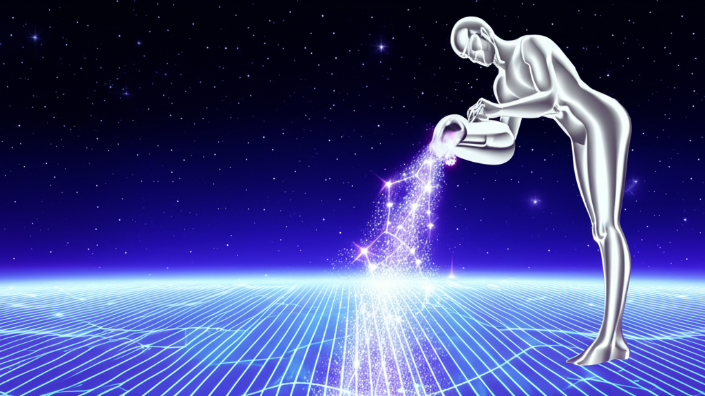 Символическое изображение знака зодиака Водолей в футуристическом стиле